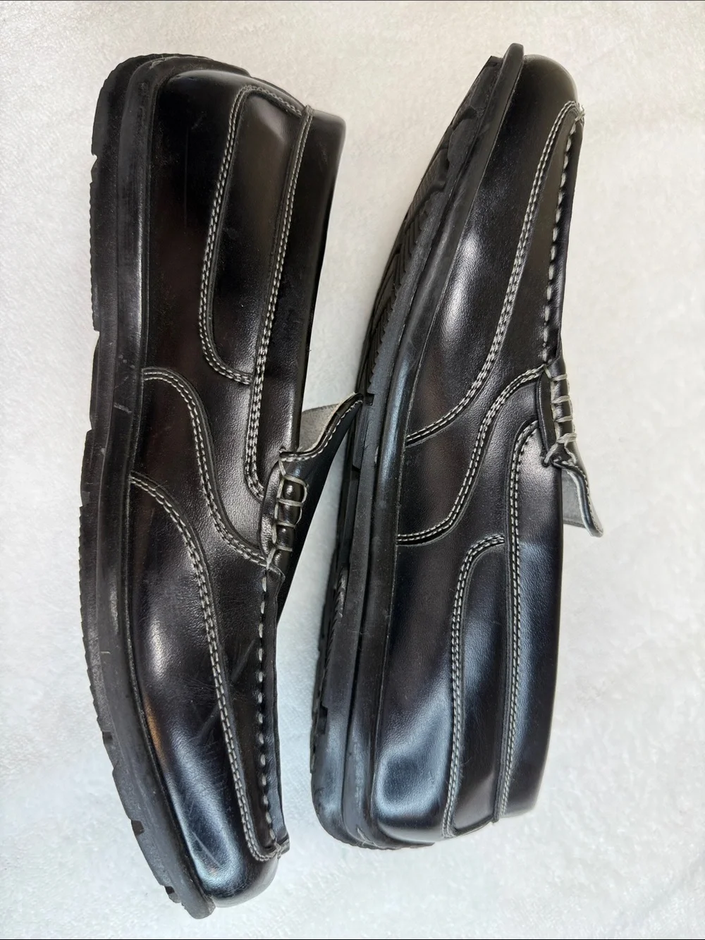 Nunn Bush Cale Black Leather Slip On Loafers Driving Moc Toe Men Preppy Comfy 8